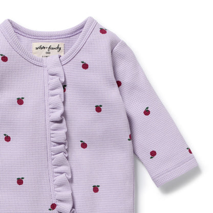 Berry Plums Organic Waffle Ruffle Zipsuit - Berry Plums - Organic Cotton Waffle