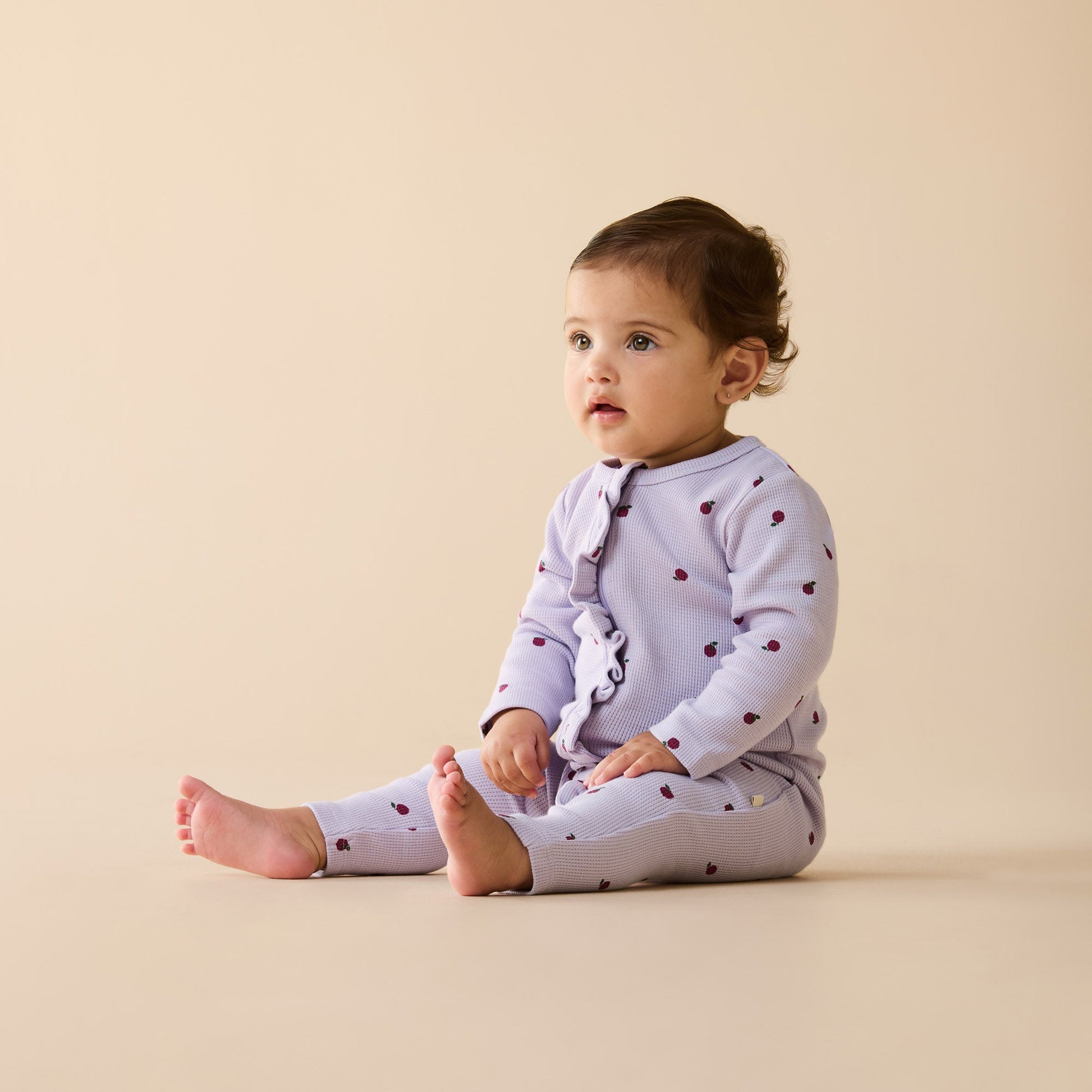 Berry Plums Organic Waffle Ruffle Zipsuit - Berry Plums - Organic Cotton Waffle