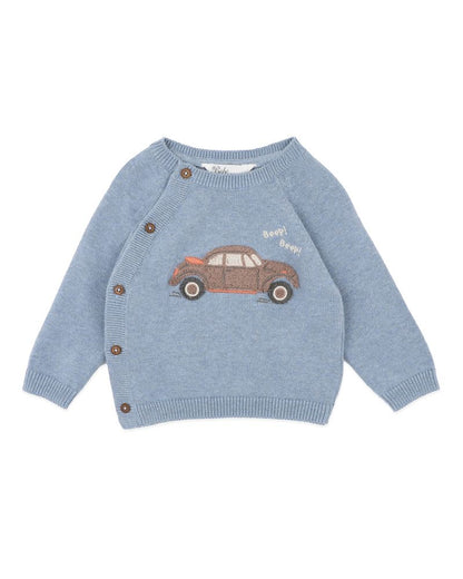 Alvin Car Organic Knitted Jumper Sky Blue