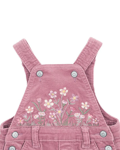 Flossy Embroidered Cord Overalls