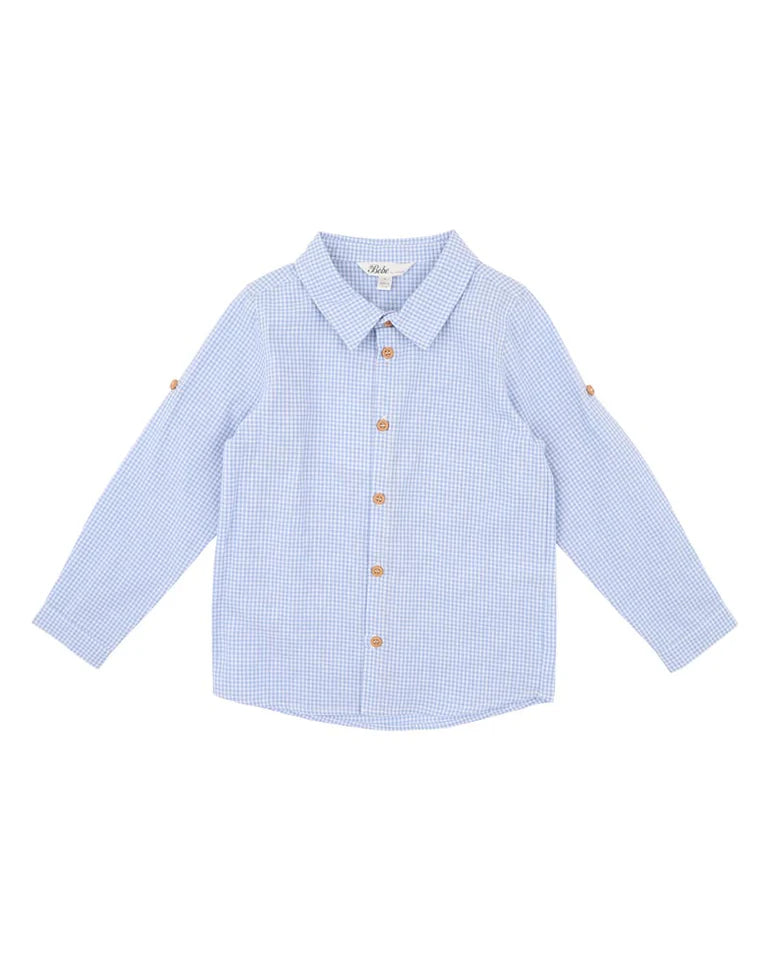 Jake Blue Check LS Shirt 2-7 YRS Sky Blue