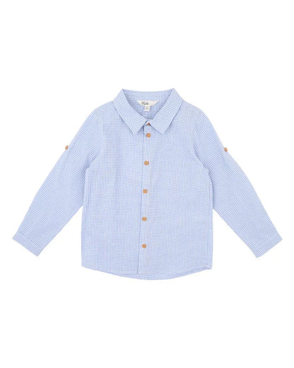 Jake Blue Check LS Shirt 2-7 YRS Sky Blue