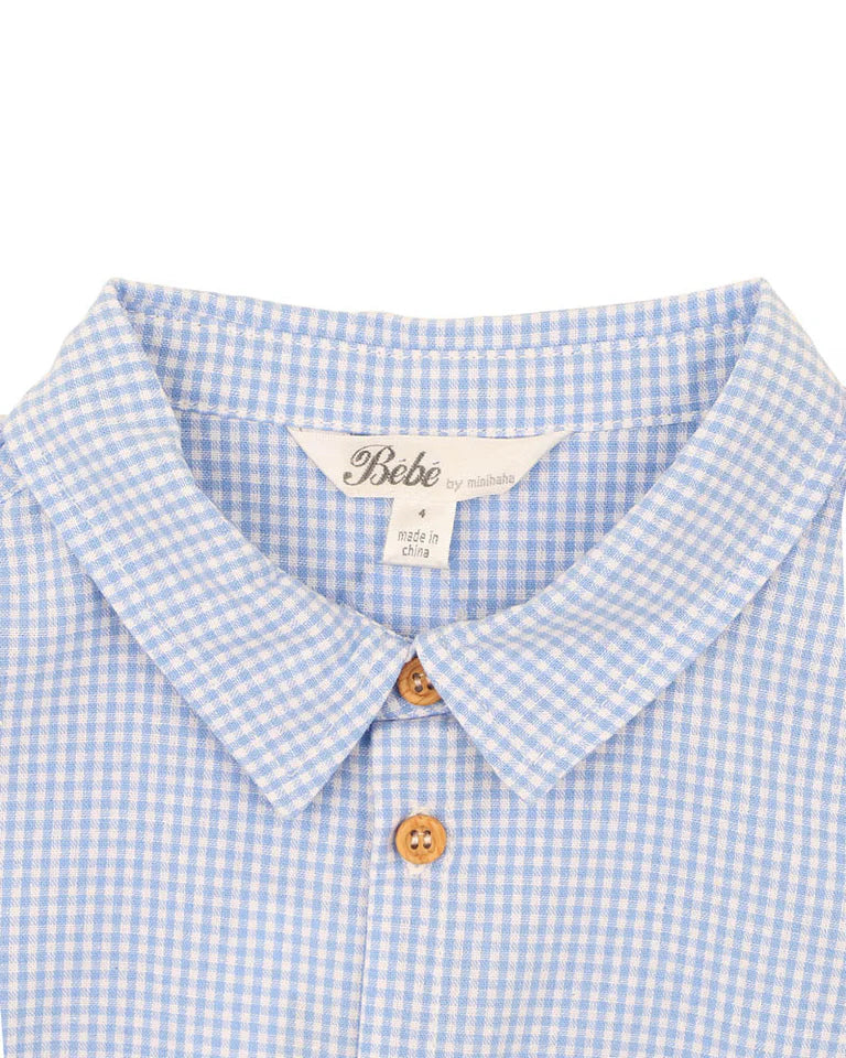 Jake Blue Check LS Shirt 2-7 YRS Sky Blue