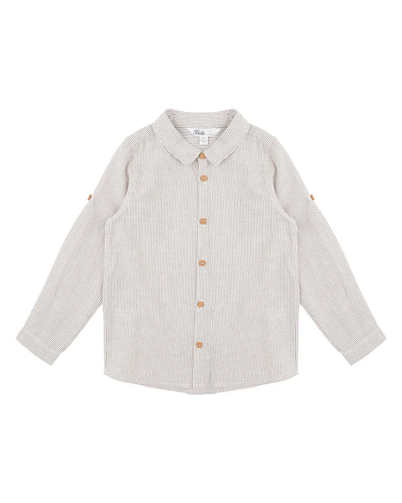 Jake Stripe LS Shirt 3-7 YRS Biscuit