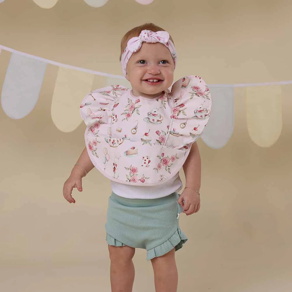 Alice's Tea Party Frill Snuggle Bib - Aster & Ruby