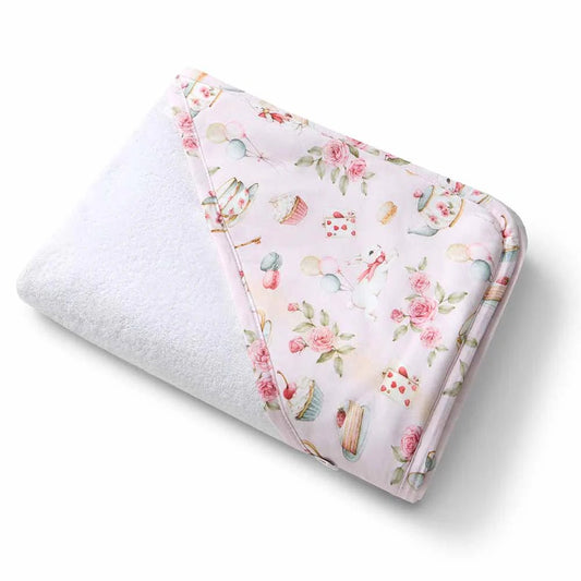 Alice’s Tea Party Organic Hooded Baby Towel - Aster & Ruby