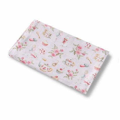 Alice's Tea Party Organic Muslin Wrap - Aster & Ruby