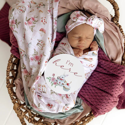 Alice's Tea Party Organic Muslin Wrap - Aster & Ruby
