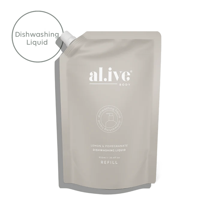 Al.ive Body 900ml Dish Wash Refill - Lemon & Pomegranate - Aster & Ruby