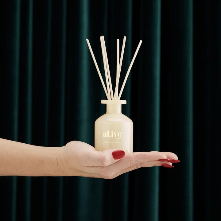 Al.ive Limited Edition Mini Reed Diffuser - Golden Wattle & Citrus - Aster & Ruby