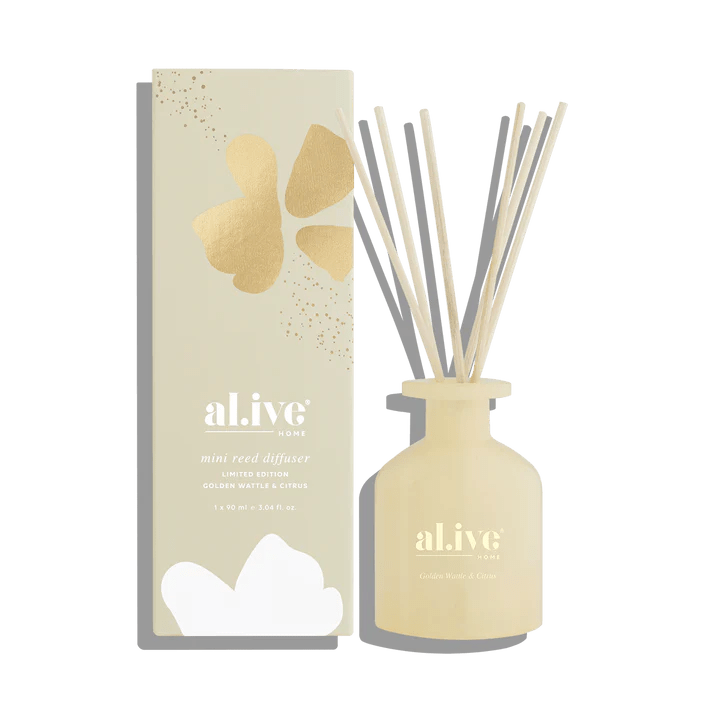 Al.ive Limited Edition Mini Reed Diffuser - Golden Wattle & Citrus - Aster & Ruby