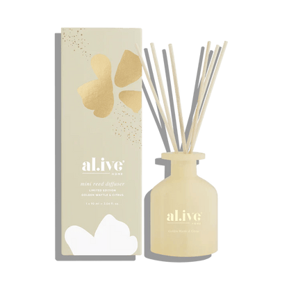 Al.ive Limited Edition Mini Reed Diffuser - Golden Wattle & Citrus - Aster & Ruby