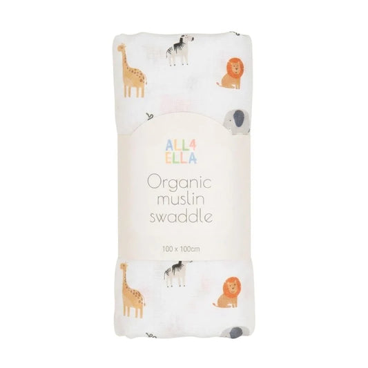 Wild Animals Organic Muslin Swaddle