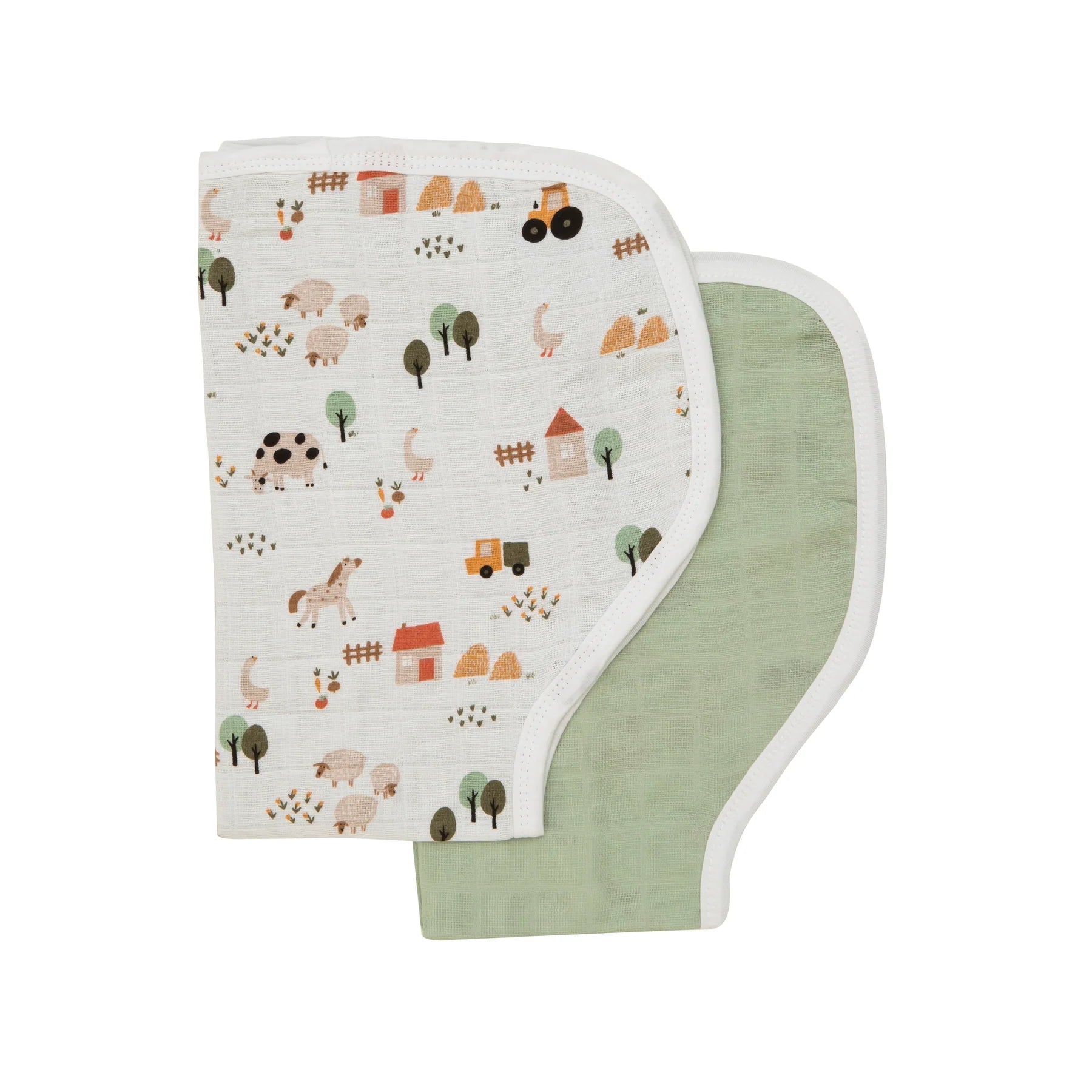 All4ella Organic Burp Cloth 2pk - Country Farm - Aster & Ruby