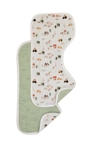 All4ella Organic Burp Cloth 2pk - Country Farm - Aster & Ruby