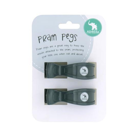 All4Ella Pram Pegs 2pk Charcoal-Aster & Ruby