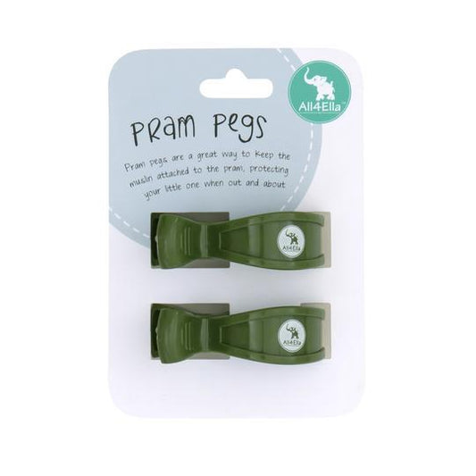 All4Ella Pram Pegs 2pk Forest Green-Aster & Ruby