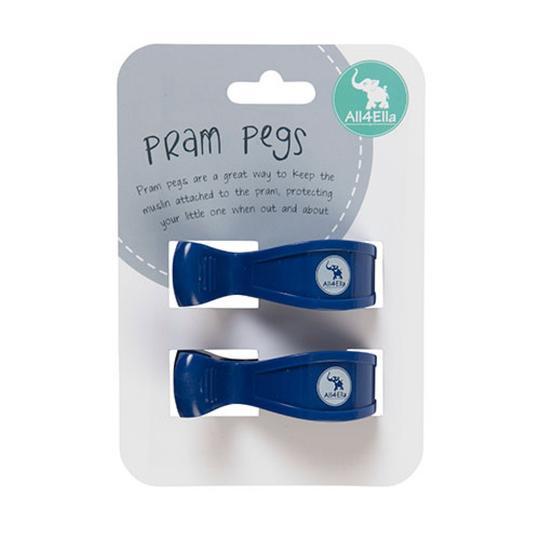 All4Ella Pram Pegs 2pk Navy-Aster & Ruby