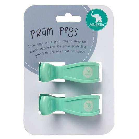 All4Ella Pram Pegs 2pk Pastel Mint-Aster & Ruby