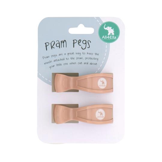 All4Ella Pram Pegs 2pk Peach-Aster & Ruby