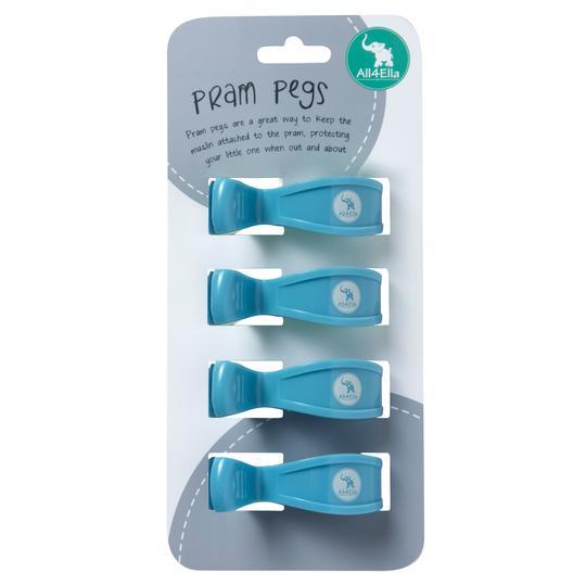 All4Ella Pram Pegs 4pk Pastel Blue-Aster & Ruby