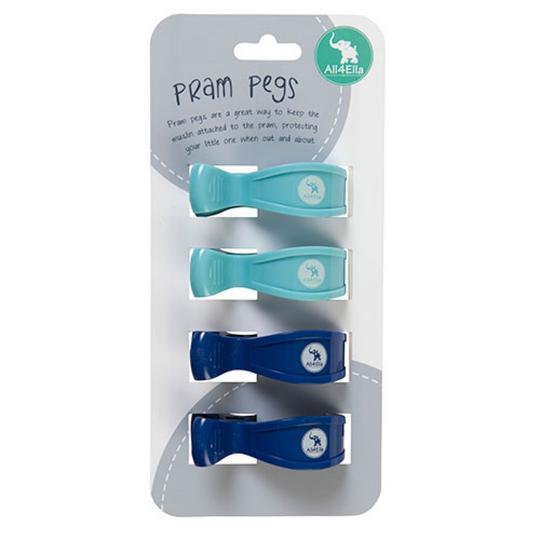 All4Ella Pram Pegs 4pk Pastel Blue/Navy-Aster & Ruby