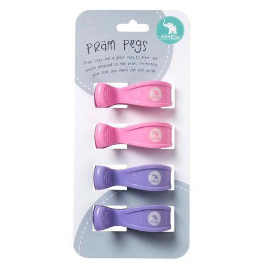 All4Ella Pram Pegs 4pk Pastel Pink/Purple-Aster & Ruby