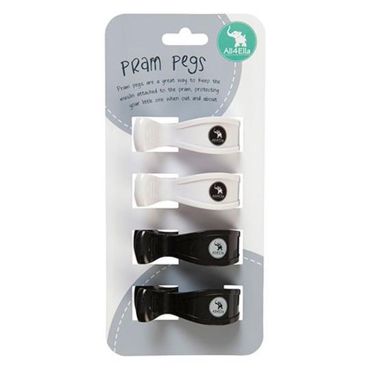 All4Ella Pram Pegs 4pk White/Black-Aster & Ruby