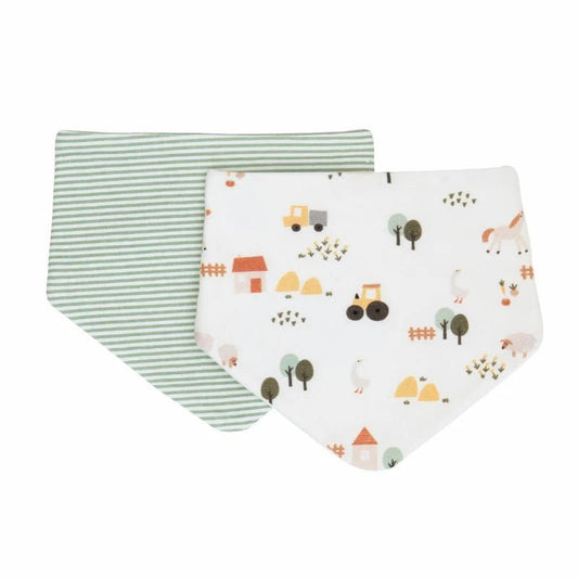 All4ella Reversible Bandana Bibs 2pk - Country Farm - Aster & Ruby