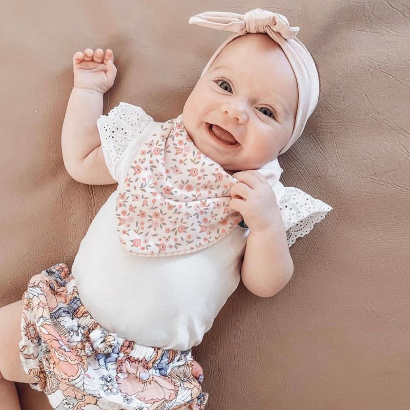 All4ella Reversible Bandana Bibs 2pk - Floral Bouquet - Aster & Ruby