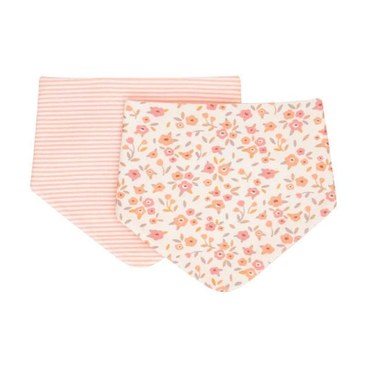 All4ella Reversible Bandana Bibs 2pk - Floral Bouquet - Aster & Ruby