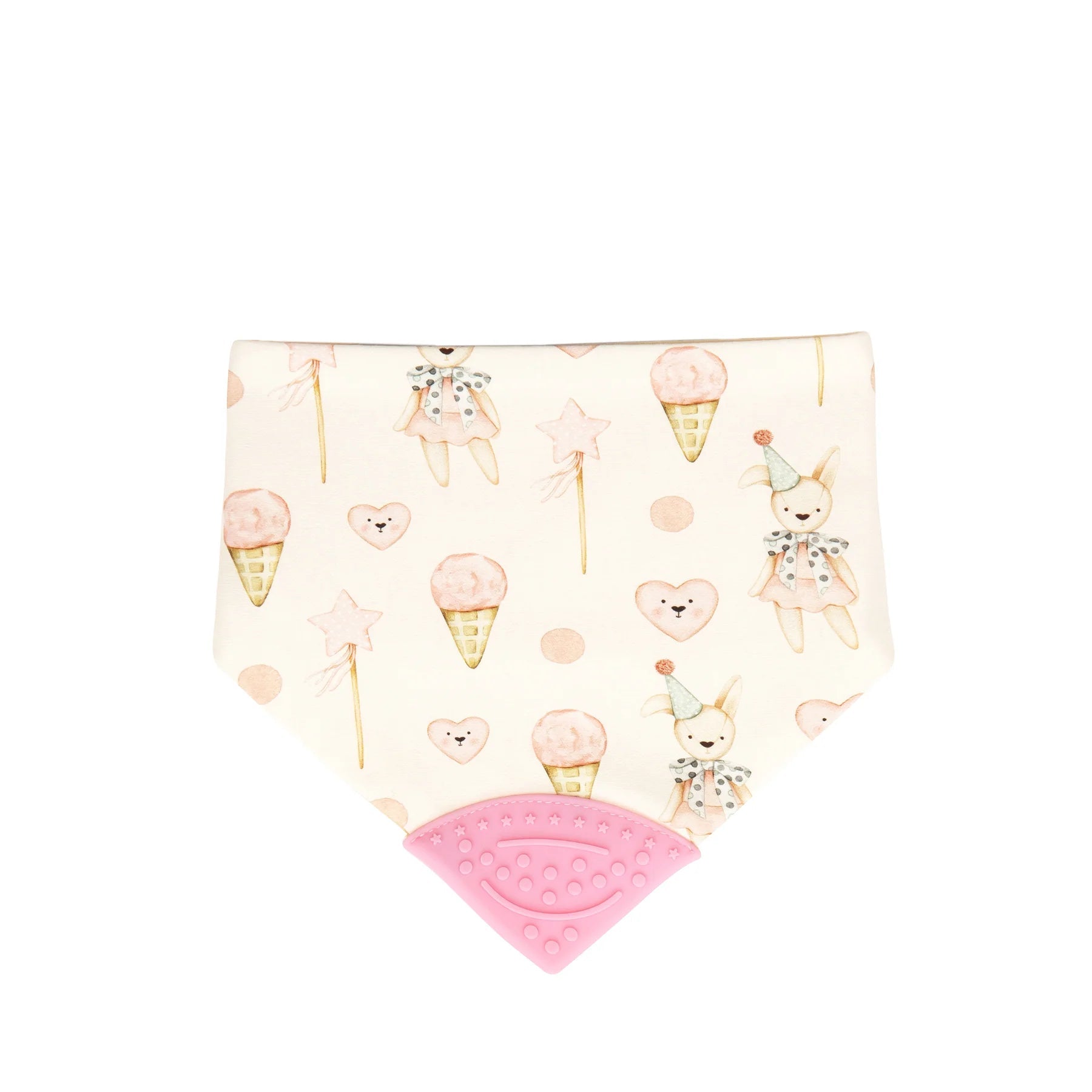 All4Ella Reversible teether bib - Ice Creams & Teddy - Aster & Ruby