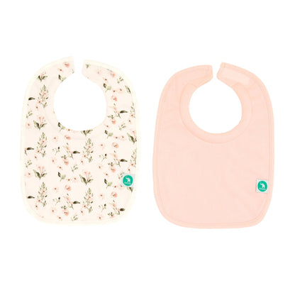 All4ella Roll Neck Bib 2pk - Pink Flower - Aster & Ruby