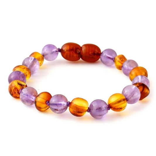 Amber Bracelet Cognac & Amethyst | Baby 14cm - Aster & Ruby