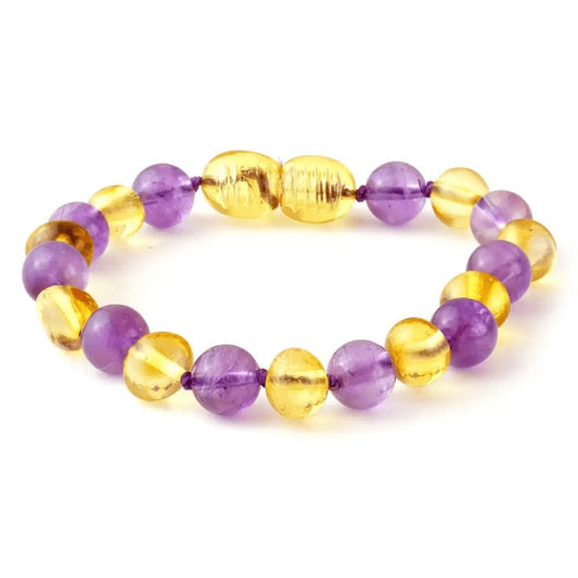 Amber Bracelet Lemon & Amethyst | Baby 14cm - Aster & Ruby