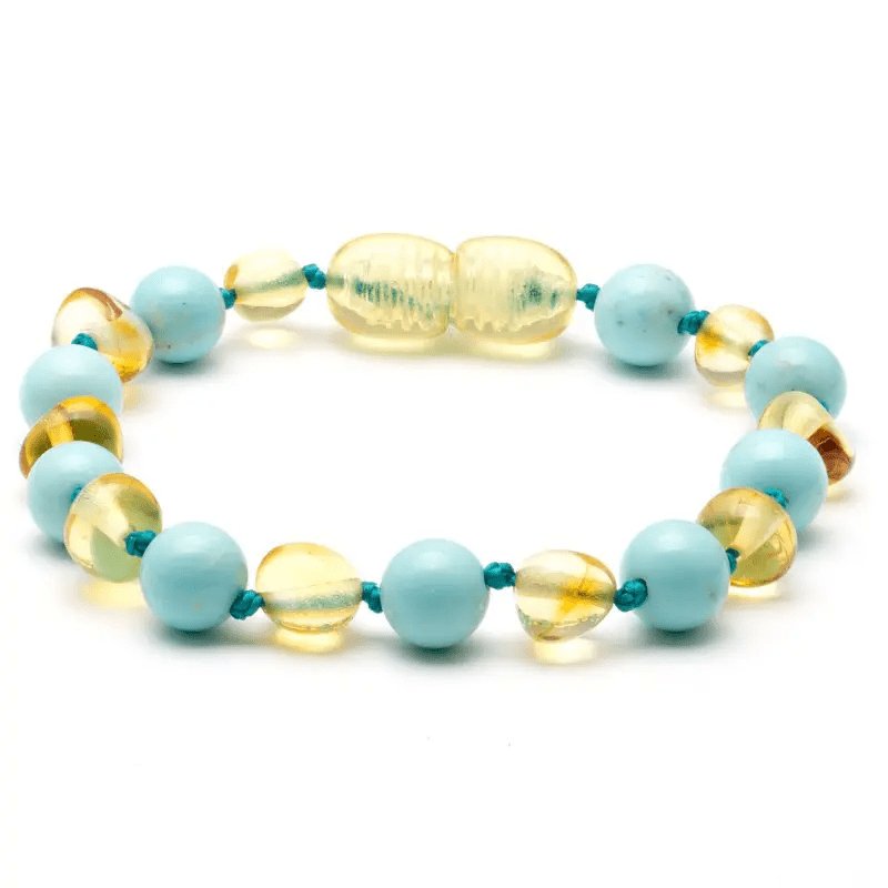 Amber Bracelet Lemon & Turquoise | Baby 14cm-Aster & Ruby