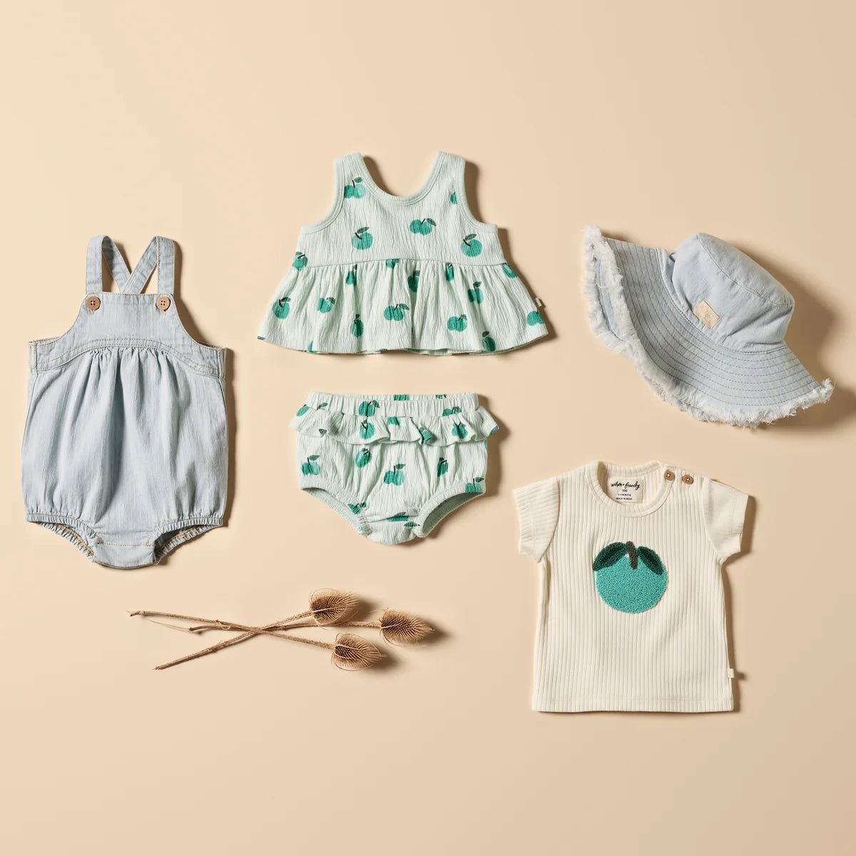 Apple Papple Organic Ruffle Set - Aster & Ruby