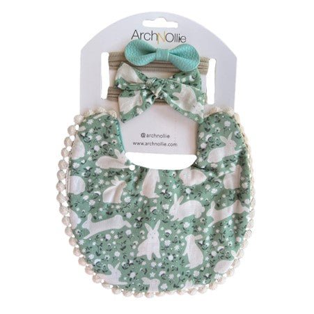 Arch N Ollie Bunny Bib and Bow Set-Aster & Ruby