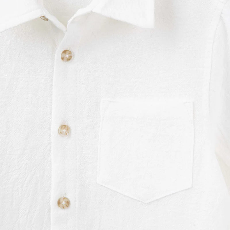 Archie L/S Button Shirt Ivory - Aster & Ruby