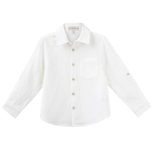 Designer Kidz Archie L/S Button Shirt Ivory | Aster & Ruby
