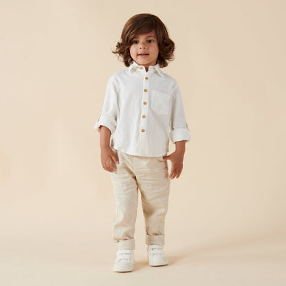 Designer Kidz Archie L/S Button Shirt Ivory | Aster & Ruby