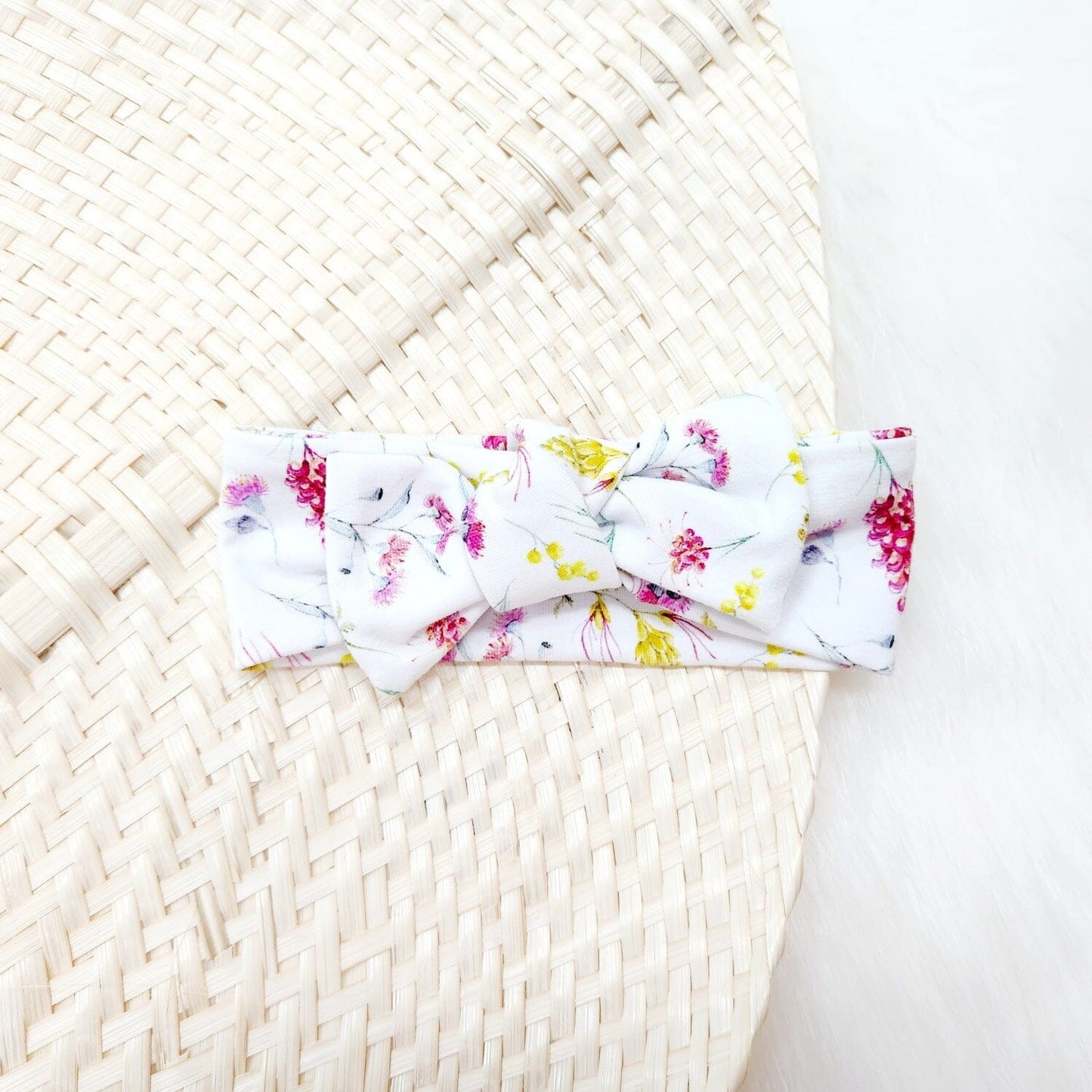 Australiana Floral Bow Headband-Aster & Ruby