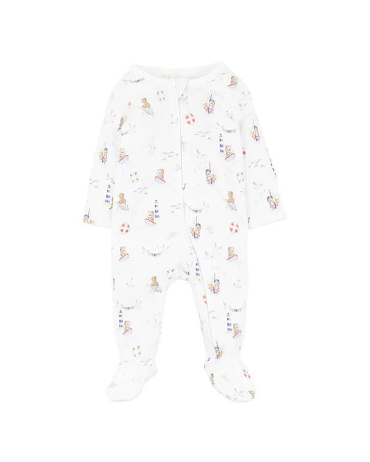 AXEL ORGANIC PRINT LS ZIP ROMPER - Aster & Ruby