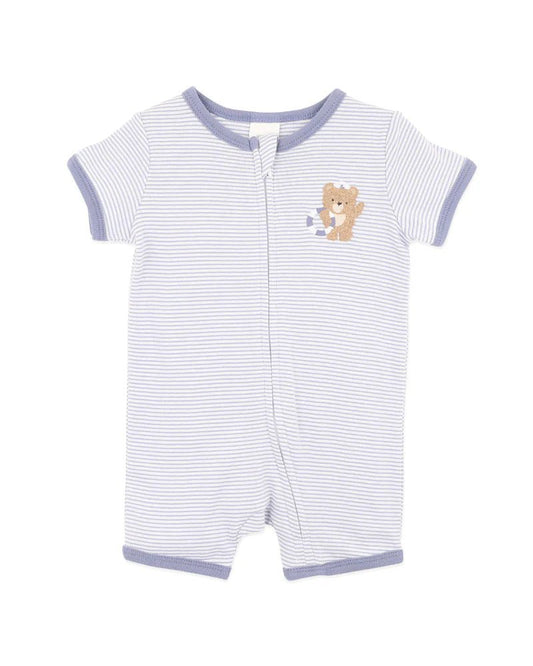 AXEL ORGANIC STRIPE SS ZIP ROMPER - Aster & Ruby