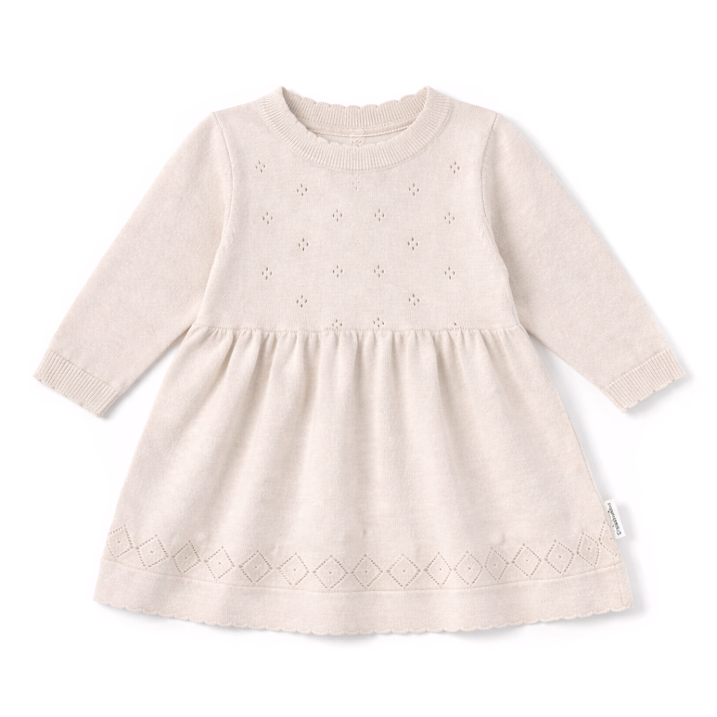 Oatmeal Pointelle Knit Dress