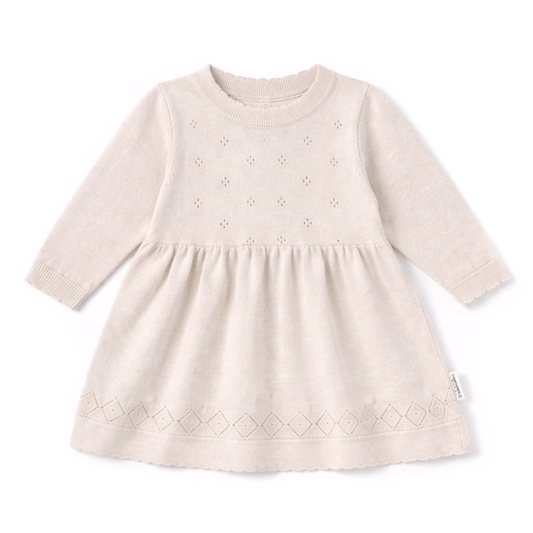 Oatmeal Pointelle Knit Dress