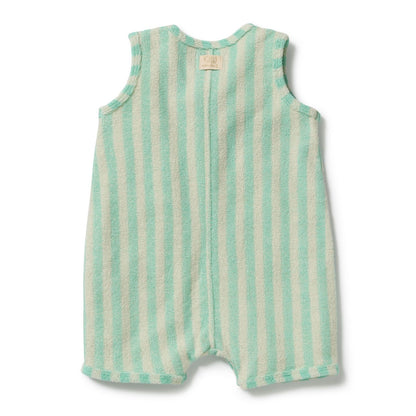 Seafoam Stripe Organic Terry Growsuit