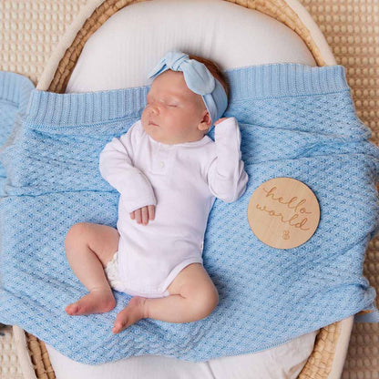Baby Blue Diamond Knit Organic Baby Blanket - Aster & Ruby