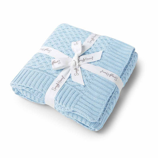 Baby Blue Diamond Knit Organic Baby Blanket - Aster & Ruby