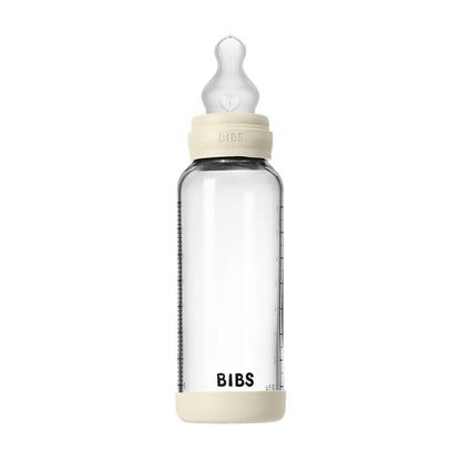 Baby Glass Bottle Set 240ml Silicone Ivory - Aster & Ruby